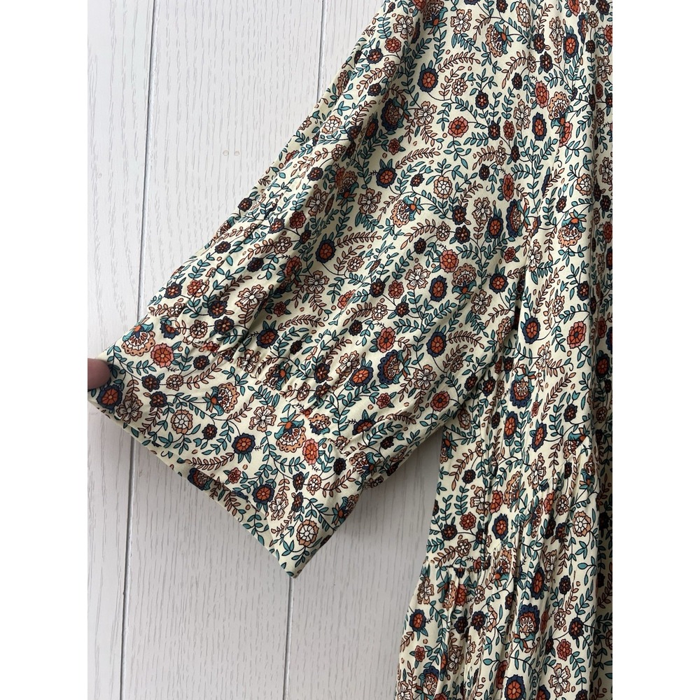 Natural Life Womens Floral Maxi Dress Size Medium Short Ballon Sleeve Boho - Picture 8 of 13